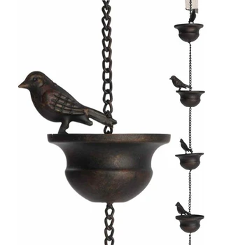1 БР. Мобилна птица, градинска дъждовна верига, външно украшение, подвесная верига, мобилни птици на чаши, метални дъждовна верига