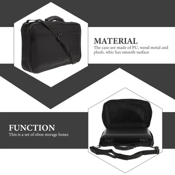 1 Комплект калъф за обой черен цвят, твърд калъф за обой, чанта за носене, лека чанта за обой, задна прашка (черен)