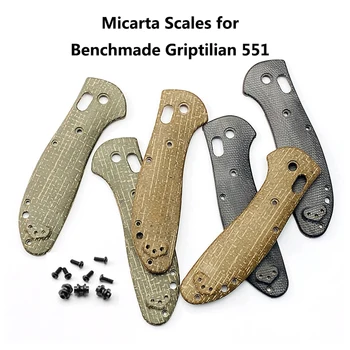 1 Чифт Изработени по Поръчка на Сгъваеми Ножове Micarta Scales за Benchmade Griptilian 551 Grip Handles Петна САМ Make Аксесоари резервни Части Винтове