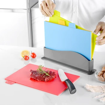 1 комплект гъвкави пластмасови подложки дъска за табла, качеството на подложка за рязане, набор от тънки кухненски подложка за рязане + Икони на храна