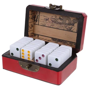 1 комплект дървени домино с предавателна кутия, набор от градивни елементи за домино, в ковчег за бижута, сувенири за детски партита