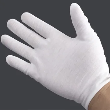 1 чифт мъжки женски этикетных бели памучни работни ръкавици за пълен пръст, за да сервитьори/шофьори /бижута/работни ръкавици за защита на ръцете