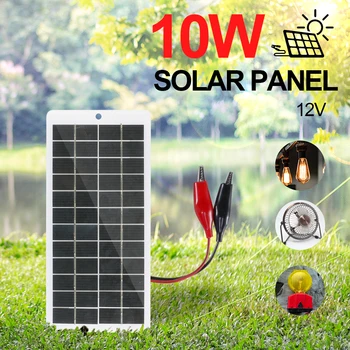 10 W Слънчево Зарядно Устройство с Карабинер 12V Cells Power Bank Поликремниевое Слънчево Преносимо Зарядно Устройство за Батерии 9-12 В