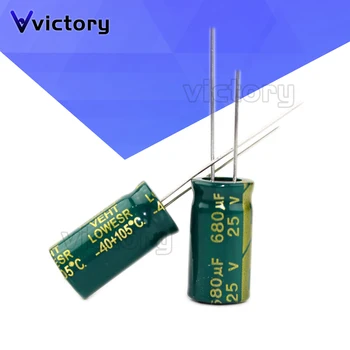 10 бр. Алуминиеви електролитни кондензатори 680 icf 25 В 8 * 16 мм Бразда електролитни кондензатори