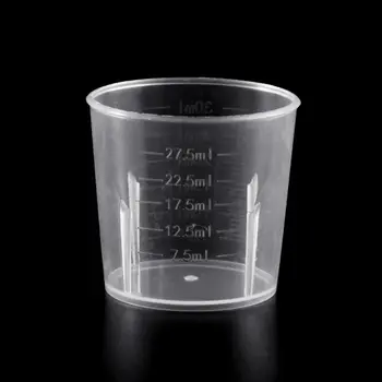 10 бр. Лабораторни бутилка Лабораторен Тест контейнер с обем 30 ml, чаши с капак, пластмасови мерителни чашки за течности 0