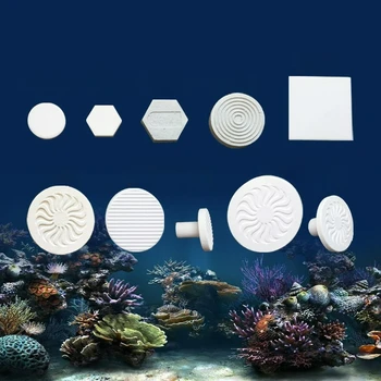 10 бр./лот Керамична основа за размножаване на корали, Т-образна, кръгла и шестиугольной форма