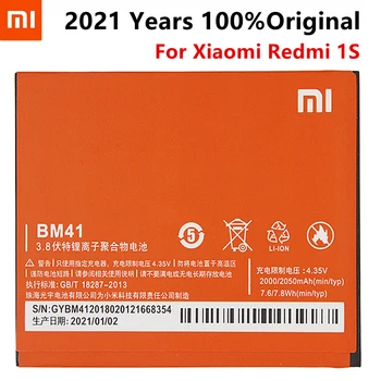 100% Оригинална Батерия на Xiaomi BM41 bm41 За Xiaomi Redmi 1S Hongmi Red Rice 1S Сменяеми Батерии BM 41 Висок Капацитет 2050mAh