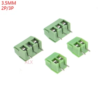 1000ШТ kf350-3.5-2P 3P стъпка 3,5 MM пряк между пръстите конектор клеммной подложки за печатни платки 2PIN 3PIN зелен KF350 3.5 2P KF350-2Т