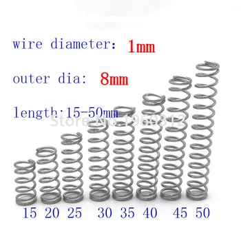 10шт диаметър = 1 mm OD = 8 mm Микро-данъци от неръждаема Стомана С Ниско свиване на антикорозионна система удължение L = 15-50