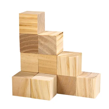 12 бр. дървени кубчета, квадратни блокове от дърво, естествени непълни дървени блокчета, квадратни, брезови блокове за производството на пъзели и занаяти собствените си ръце, 0