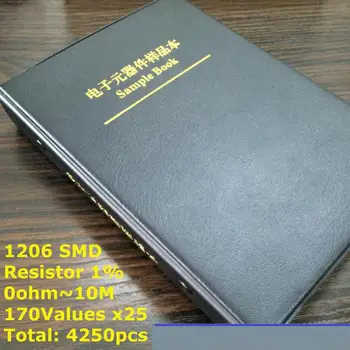 1206 Книга на проби 1% SMD-резистори 170 стойности * 25шт = 4250шт от 0 ω до 10 М, 1% 1/4 W Чип-Резистор Асорти Комплект