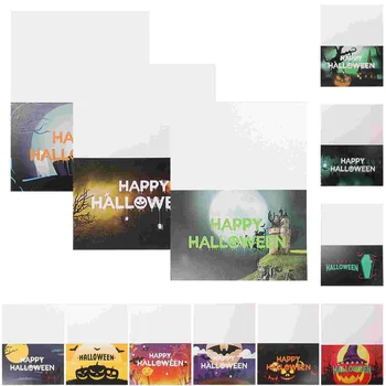 12шт поздравителни картички за Хелоуин, обемни Изискани хартиени поздравителни картички с плик В полза на Хелоуин