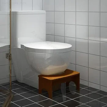 1бр Практичен Детски Бамбуков стол за тоалетната чиния за възрастни, Тежки Подвижни Мебели С-образна форма, удобна за 35 градуса.