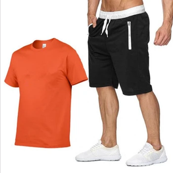 2022 Памук-коноп Лято 2021, Комплект от две части, Мъжка Тениска С къс ръкав, Съкратен Топ, Панталони, Мъжки Спортни Костюми, Дизайн, Мода ZKX