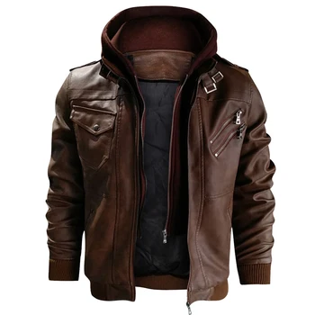 2023 Мъжки кожени якета есен ежедневни мотоциклетът яке от изкуствена кожа, зимни хладни джоба с цип, байкерские кожени палта, марка дрехи 0