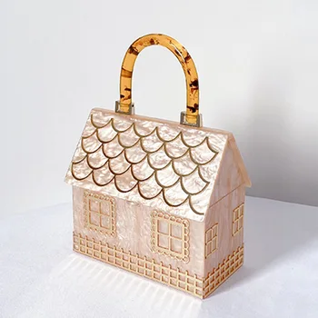 2023 Нова чанта във формата на дома Женствена чанта за вечеря Soild Color Акрилна Лятна чанта с голям капацитет Ins Simple Jelly Bag