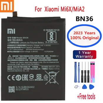 2023 година 100% оригинална батерия Xiao mi за Xiaomi Mi 6X A2 Mi6X MiA2 батерия BN36 3000 mah + инструменти