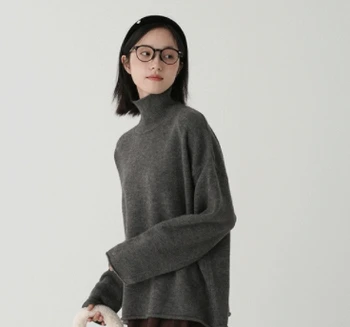 23 Есенно-зимния нов пуловер в корейски стил, вязаный пуловер, полупрозрачна свободна блуза с кръгла яка, дамски дрехи