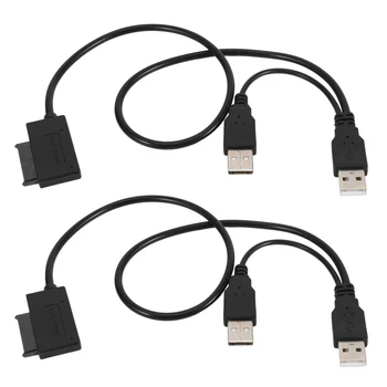 2X Тънък кабел SATA от USB 2.0 до 7 + 6 с Външно захранване за лаптоп SATA Адаптор Конвертор Поддръжка на Windows Xp/7/8/10 Mac OS EM88 0