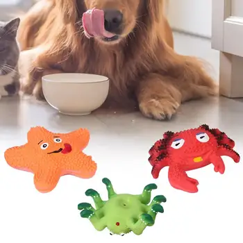 3 бр., играчки за кучета и котки, пищащий латекс, раци, паяк, морска звезда, играчки за дъвчене за кученца, зоотовары, дъвчене играчка за кучета и котки