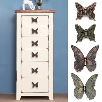 3D Дръжки-пеперуди, Месингови дръжки на вратите в стил Ретро, Античен Бронз, шкаф с една дупка, кутия за мебели, Обков за писалки 0