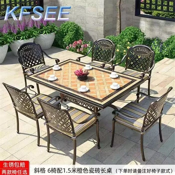 6 стола и 1 маса Minshuku Kfsee Градинска мебел за барбекю