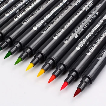 80 цвята на Художествено и Графично изображение на Манга Пигментными Мастило На Водна Основа Twin Tip Brush & Fine Съвет Скица Marker Pen Aquarelle Brush Pen