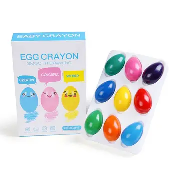 9 Цвята Твърди моливи във формата на яйца, нетоксичен моющийся восък за рисуване за деца, развиване на продукти за бродерия, директна доставка