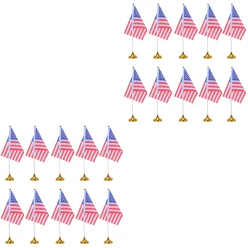 96 Бр Творчески американския тенис на флаг Националният флаг на САЩ Флаг на страната Настолни знамена Украса на масата и за домашен офис (24 златни кръг)