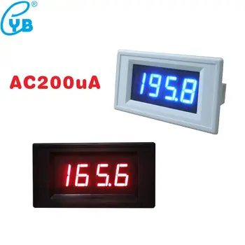 AC 200uA Led цифров амперметър, 4-цифрен амперметър, панел м, ток, амперметър 0,56 инча, червено, Синьо led захранване, напрежение DC5V