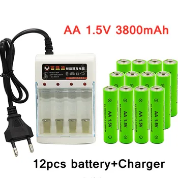 Batterie rechargeable 1.5 V AA 3800mAh pour horloge jouets lampe de poche tÃ©lÃ©commande appareil photo chargeur nouveau Charger
