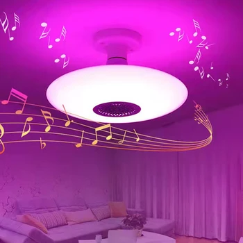 Bluetooth Музика, осветление на летяща чиния, Нова умно дистанционно управление, RGB затемняющий led, уютна спалня, трапезария, семицветный здрав