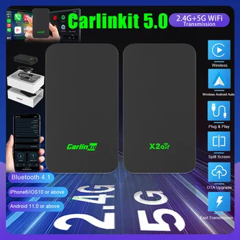 Carlinkit 5.0 CarPlay Android Auto Безжичен Адаптер CPC200-2air Двоен Мини USB порт-Ключ за Кабелна Carplay Android Auto