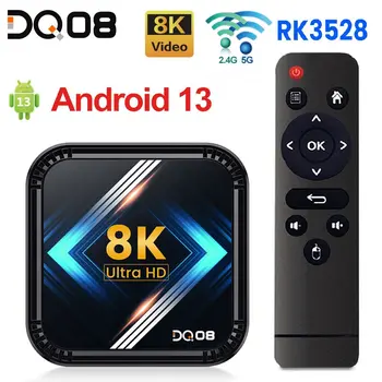 DQ08 RK3528 Smart TV Box Android 13 Quad-core Cortex а a53 Подкрепа 8K Видео 4K HDR10 + Dual Wifi BT Google Voice 2G16G 4G 32G 64G