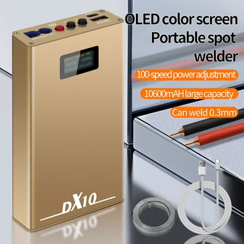 DX10 Мини преносим апарат за спот заваряване с OLED екран с капацитет 5300/10 600 mah, машина за спот заваряване с 101 регулируема предаването за батерии 18650 0