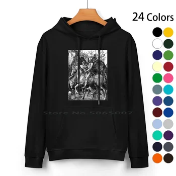 Durer. Рицар , Смърт И Дявол. Albrecht Durer. 1513. Пуловер с качулка от чист памук, 24 Цвят на Албрехт Дюрер Рицар