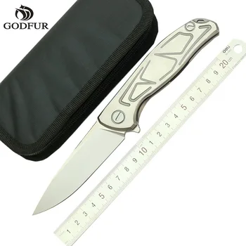 GODFUR НОВ ТОП F95 Флипер сгъваем нож от стомана D2 TC4 Titanium S е модел на дръжката на къмпинг, лов джобни кухненски ножове EDC инструменти