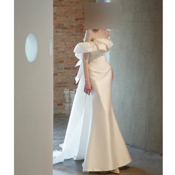 GUXQD Елегантни сватбени рокли на русалка с открити рамене, сатен за сватбени рокли, официални тоалети, Noiva Abendkleider
