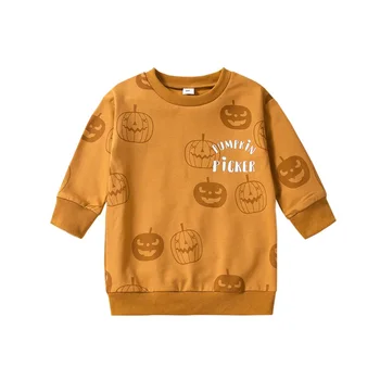 Hoody на Хелоуин за малки момчета и момичета, пуловер с дълги ръкави и писмото принтом под формата на тиква, блузи, тениски, детски есен облекло