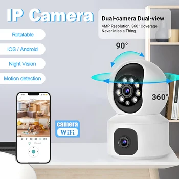 IP камера с двойна леща, WiFi, домашен обрат, изкуствен интелект, откриване на човек, анти-кражба на камера за нощно виждане
