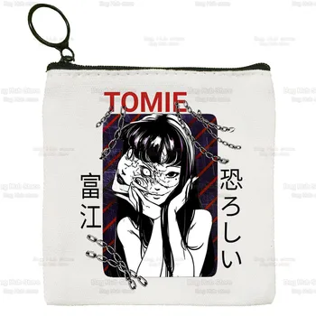 Junji Ito Tomie Shintaro Каго Horror Japan Manga, платно портфейл за монети, холщовая чанта, малка Квадратна чанта, чанта за съхранение на ключове, чанта за карти, чанта за монети