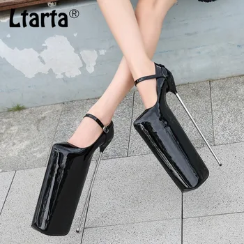 LTARTA 2022 Дамски обувки, обувки-лодка на висок ток, Чубрица вечерни обувки за еднократна употреба за нощен клуб от изкуствена кожа на ток 30 см, обувки за изказвания WZ