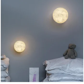 Led осветление Лунна монтиран на стената лампа Модерна детска стая Нощни лампи за спалня Декорация на хола Стълбище, Коридор, Осветление на пътеката