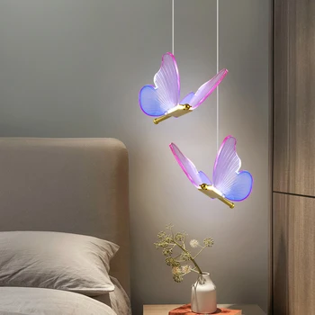 Led полилей-пеперуда, Нощни фон за спални, Акрилни Висящи тела, Висящи лампи в стил Home Deco