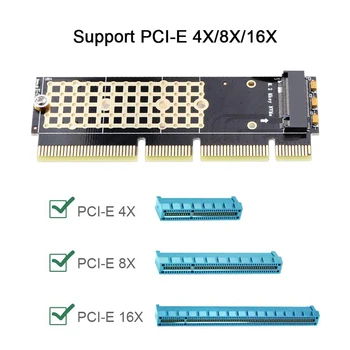 M. 2 Адаптер NVME SSD Карта PCIe M. 2 Водача Key M Със Силикон Охлаждаща Поставка Адаптер за твърд Диск, Поддържа Слот PCIe x4x8x16