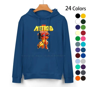 Metroid 2 Пуловер с качулка от чист памук, 24 Цвят на Metroid Ii Return Samus Gameboy Video Classic 1991 Олдскульное Ретро Snes 1994