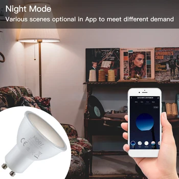 MoesHouse Smart LED Лампа 400LM GU10 Електрическа Крушка Wi-Fi На 2,4 Ghz се Работи с Алекса Google Assistant RGB, с Променящ се Цвят, Лампа с регулируема яркост 0