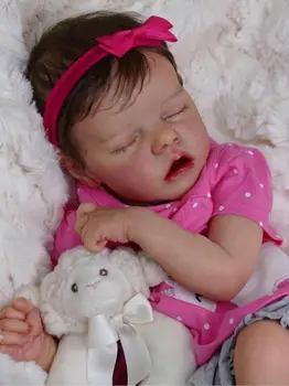 NPK 45 см сладко малко момиче-близнак на преродения premie новородено бебе в розова рокля подробна ръчно рисувани сладко бебешко са подбрани художествена кукла