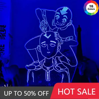 One Punch Man 3D Led нощна светлина Аниме Лампа Саитама за Декор Спални лека нощ Детски Подарък, Последния Магьосник Въздух Avatar Aang Лайт