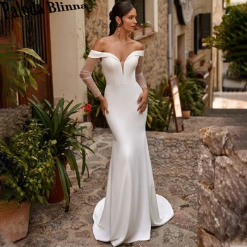 Paloda Елегантен перли Сватбени рокли на Русалка 2024 Дантелени апликации Сватбена рокля с открити рамене Vestido De Casamento Директен доставка